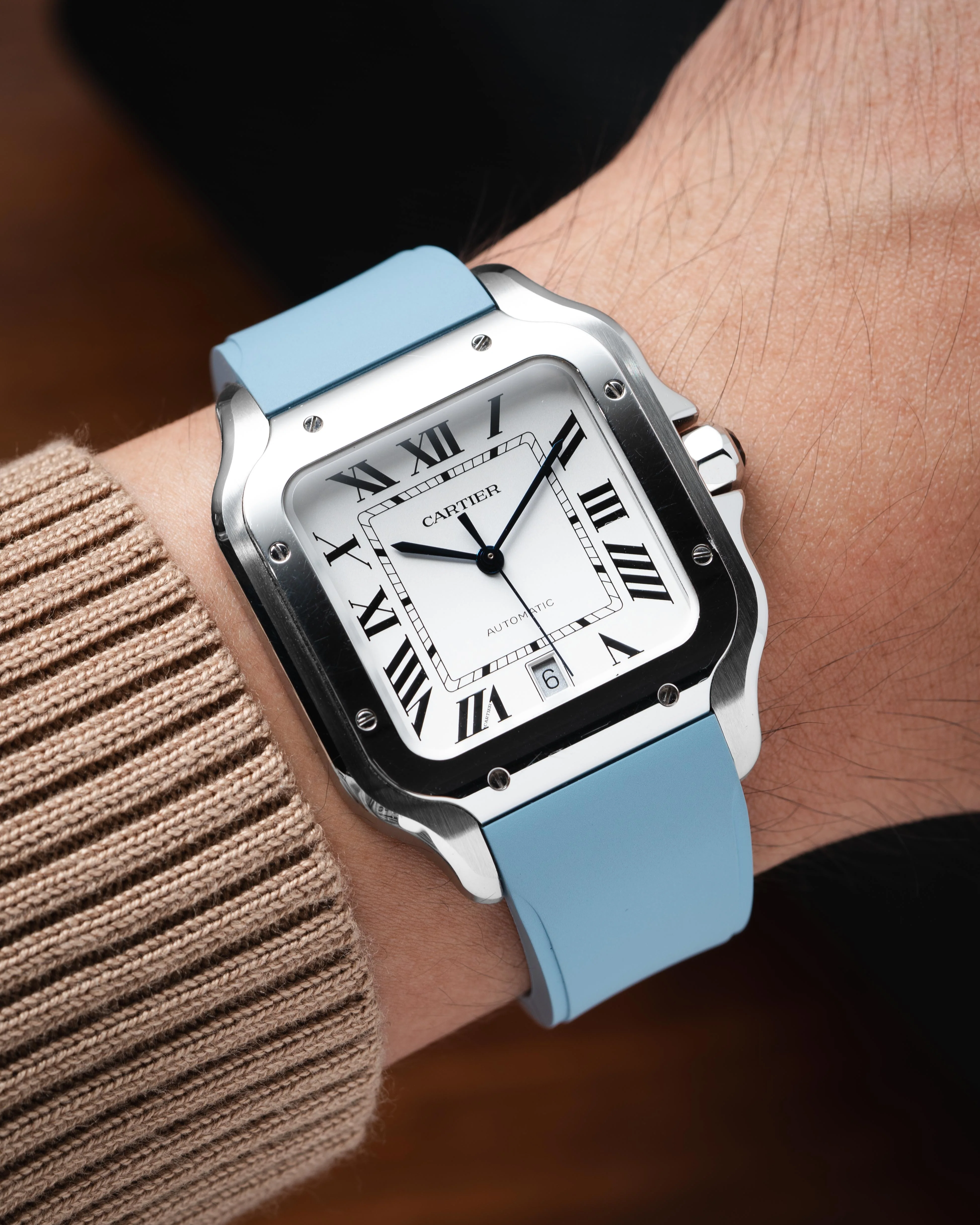 Baby Blue CTS Rubber Strap for Cartier Santos de Cartier - Image 2