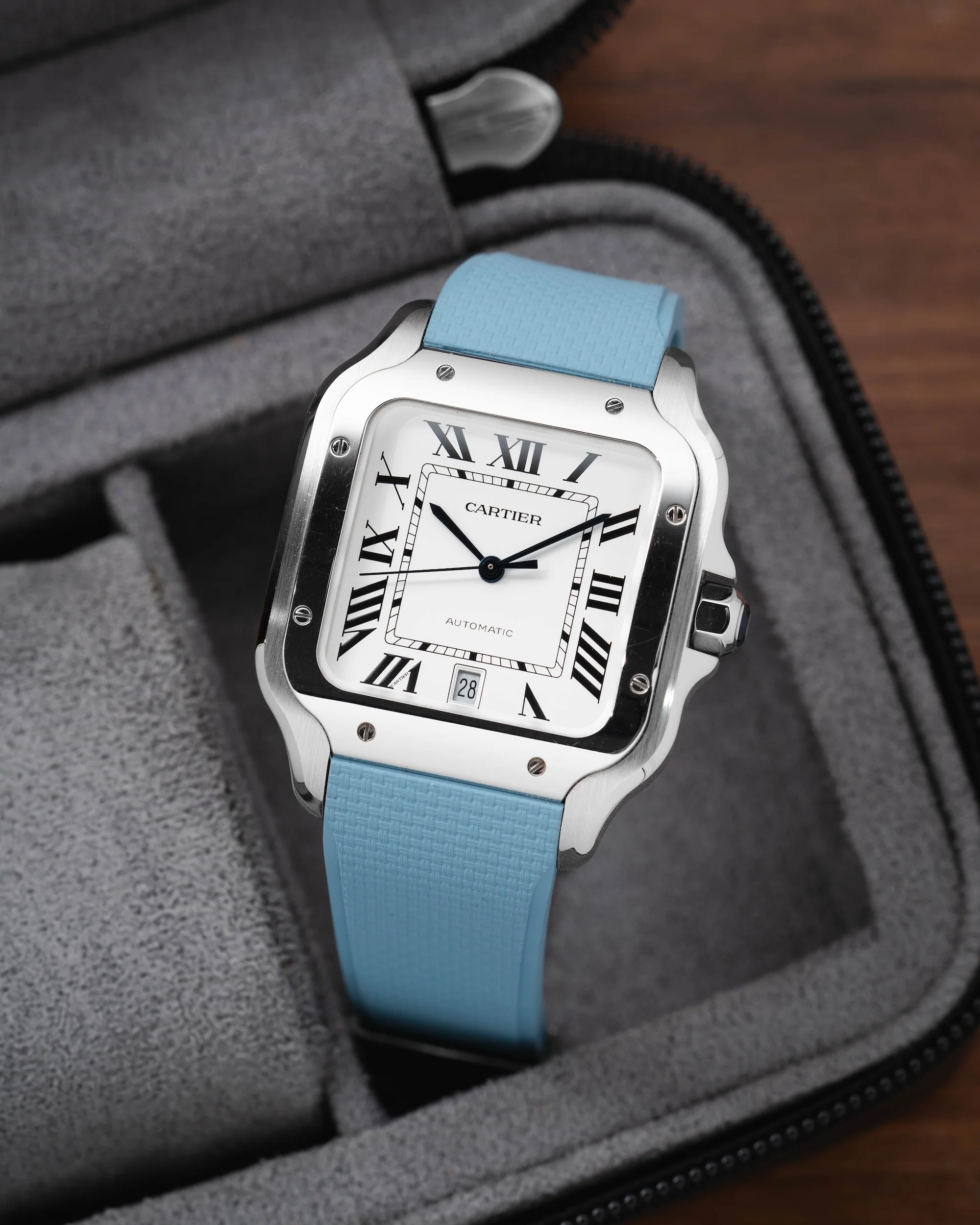 Baby Blue Sailcloth CTS Rubber Strap for Cartier Santos de Cartier - Image 2