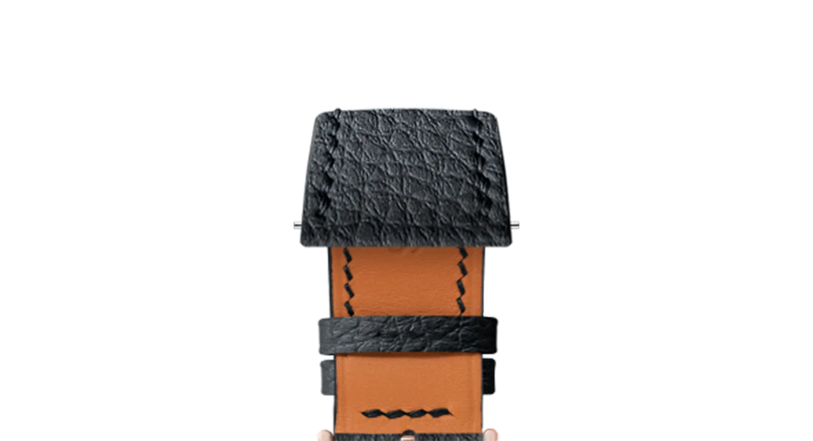 Black Rubberised Leather (Togo) Strap for Cartier Tank - Image 8