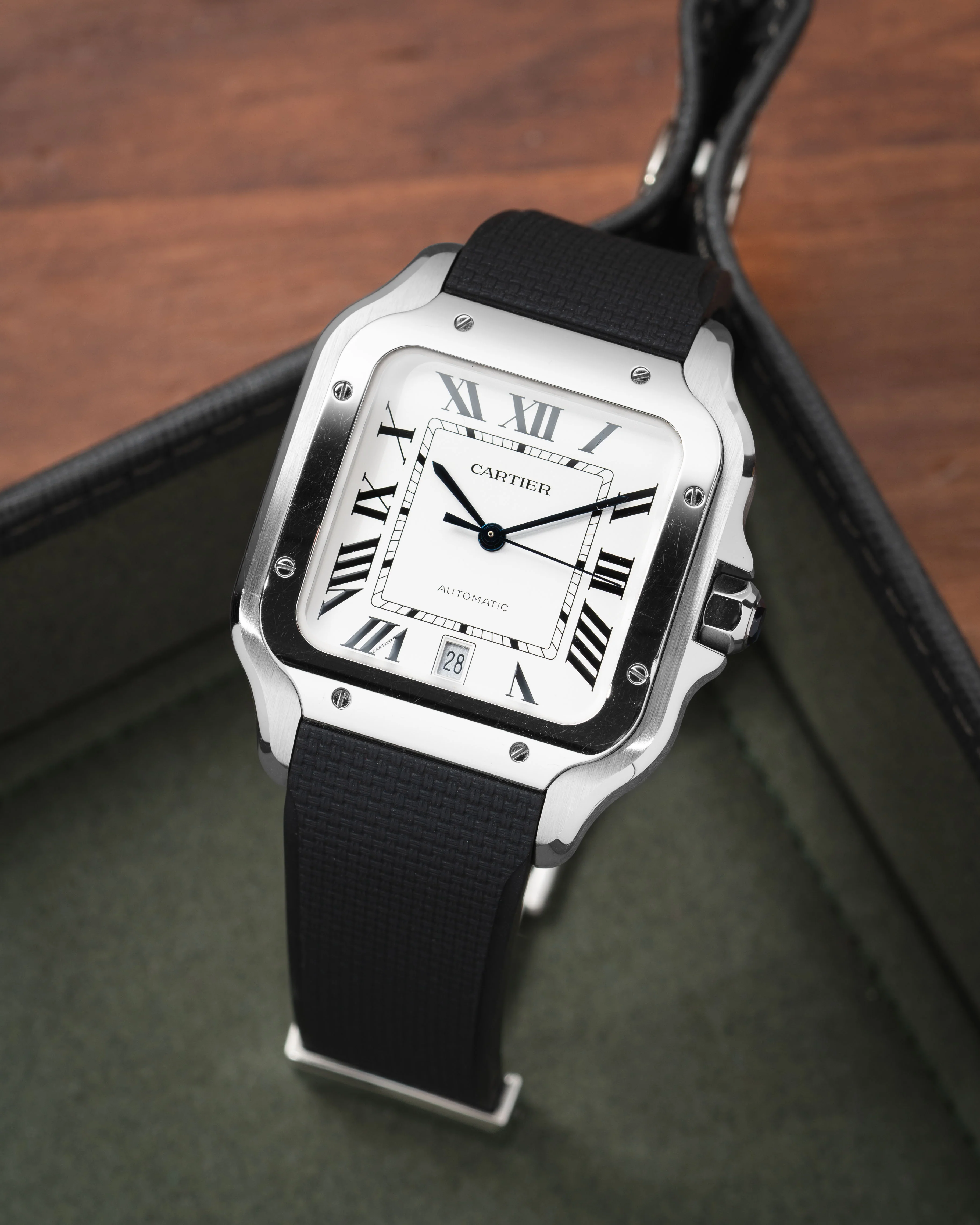 Black Sailcloth CTS Rubber Strap for Cartier Santos de Cartier - Image 2