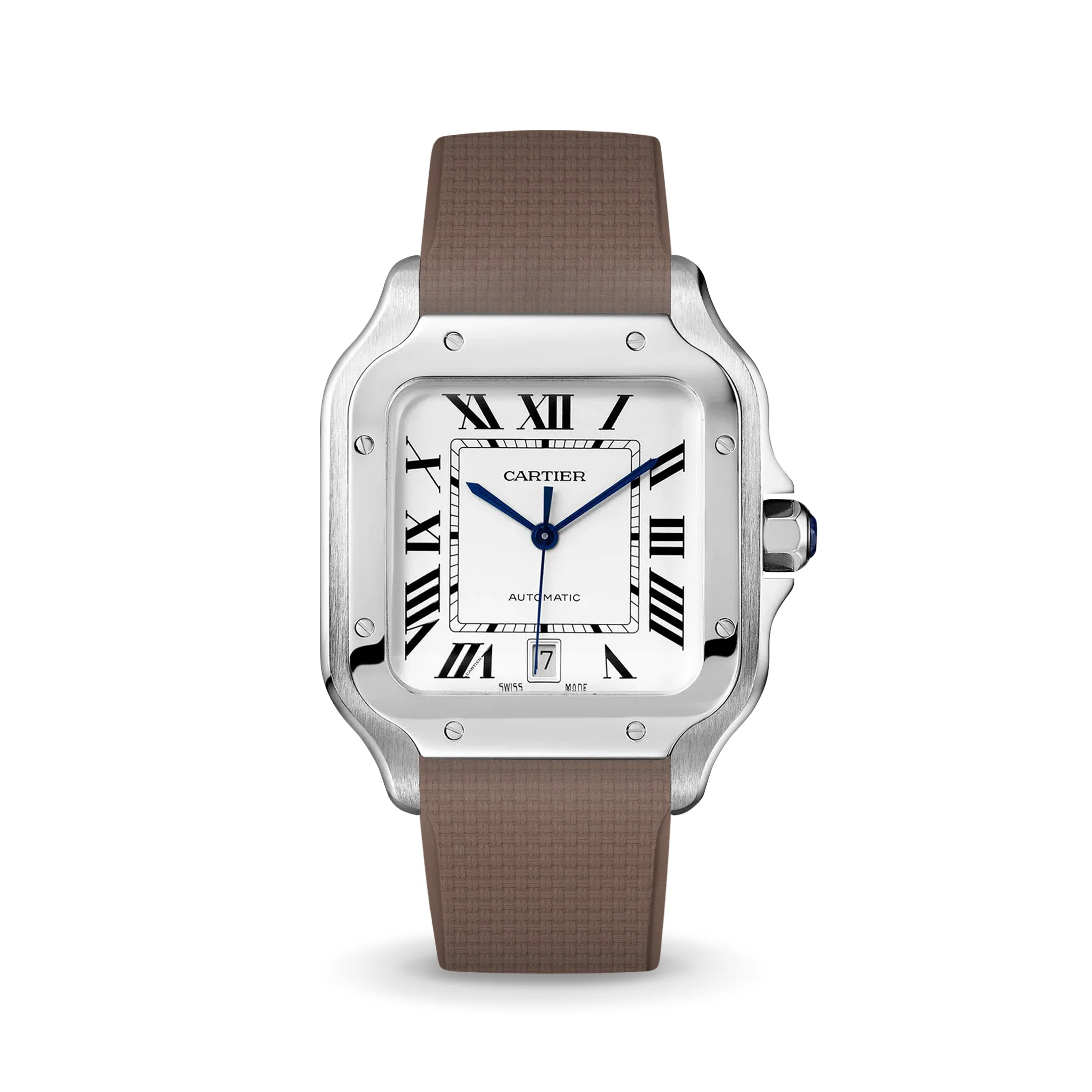 Brown Sailcloth CTS Rubber Strap for Cartier Santos de Cartier