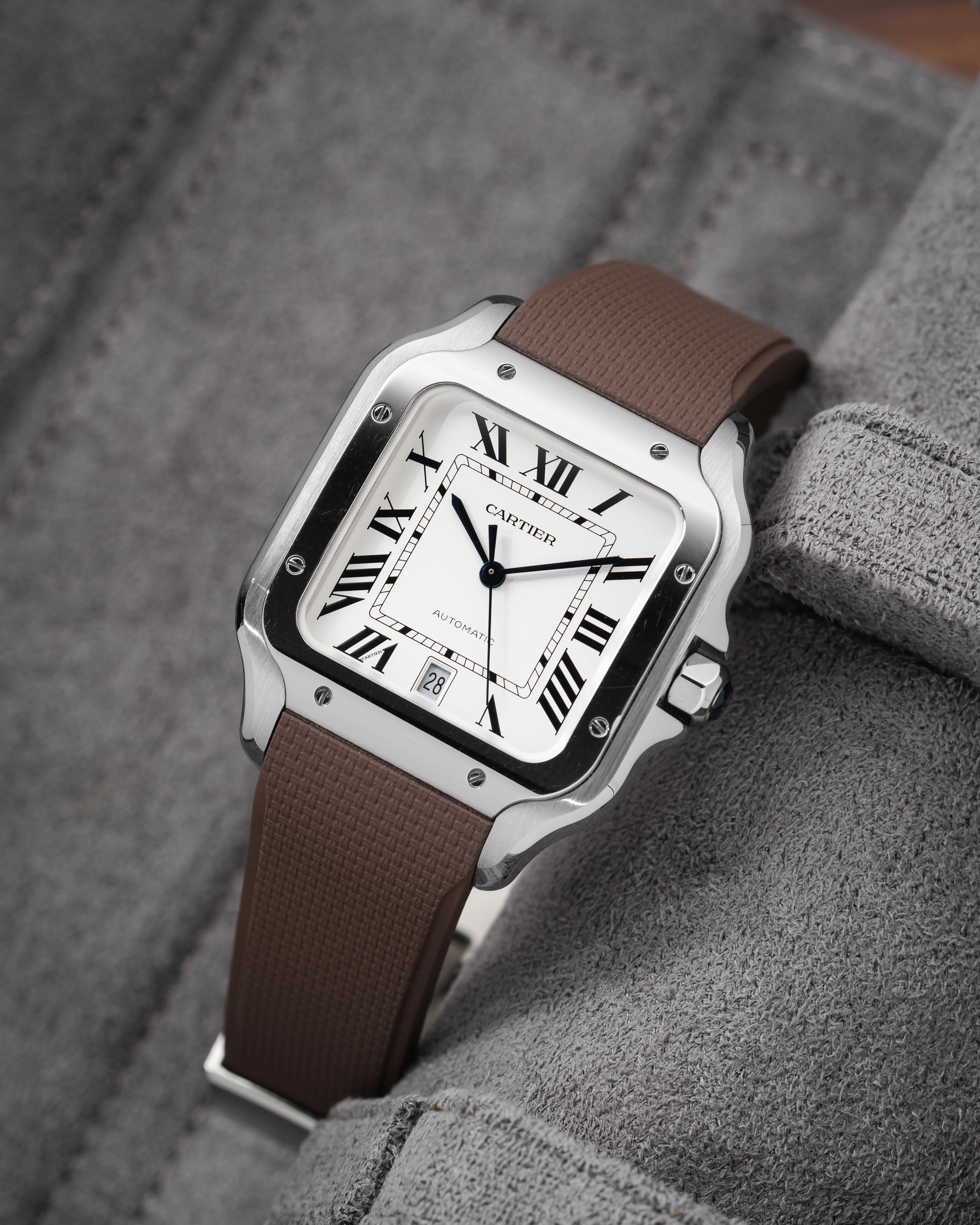 Brown Sailcloth CTS Rubber Strap for Cartier Santos de Cartier - Image 2