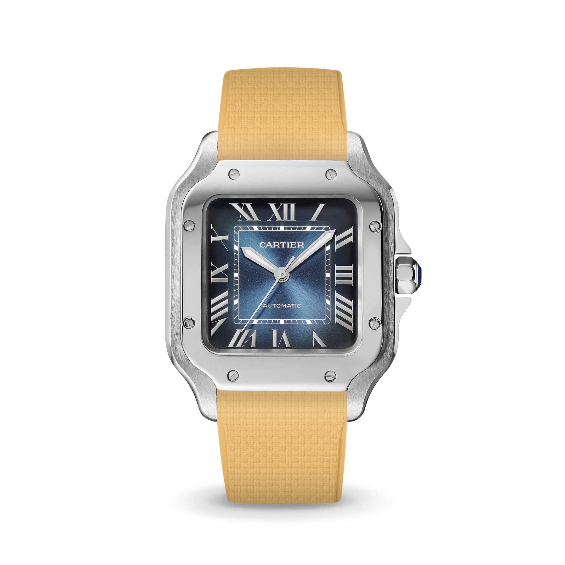 Gold Sailcloth CTS Rubber Strap for Cartier Santos de Cartier