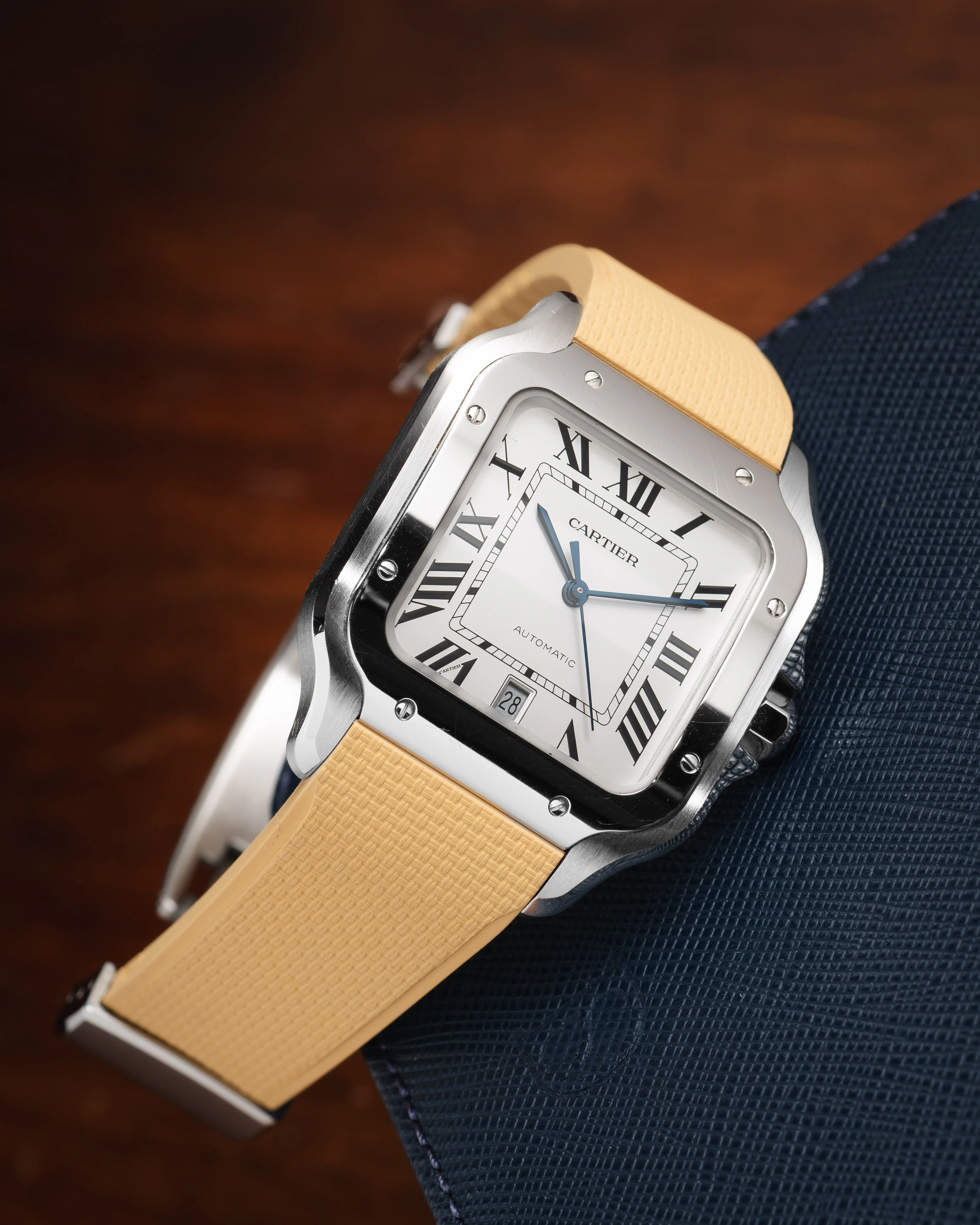 Gold Sailcloth CTS Rubber Strap for Cartier Santos de Cartier - Image 2