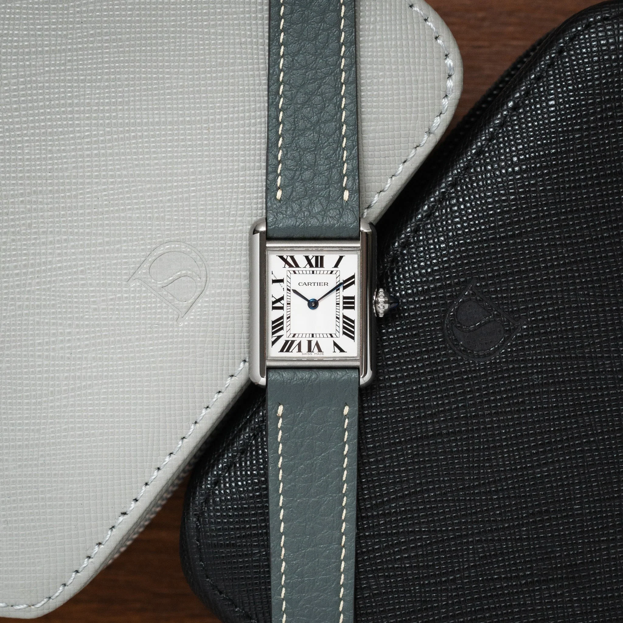 Grey Rubberised Leather (Togo) Strap for Cartier Tank - Image 2