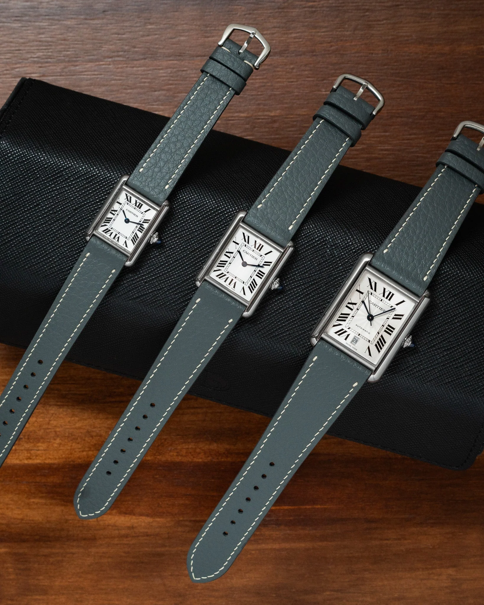 Grey Rubberised Leather (Togo) Strap for Cartier Tank - Image 3