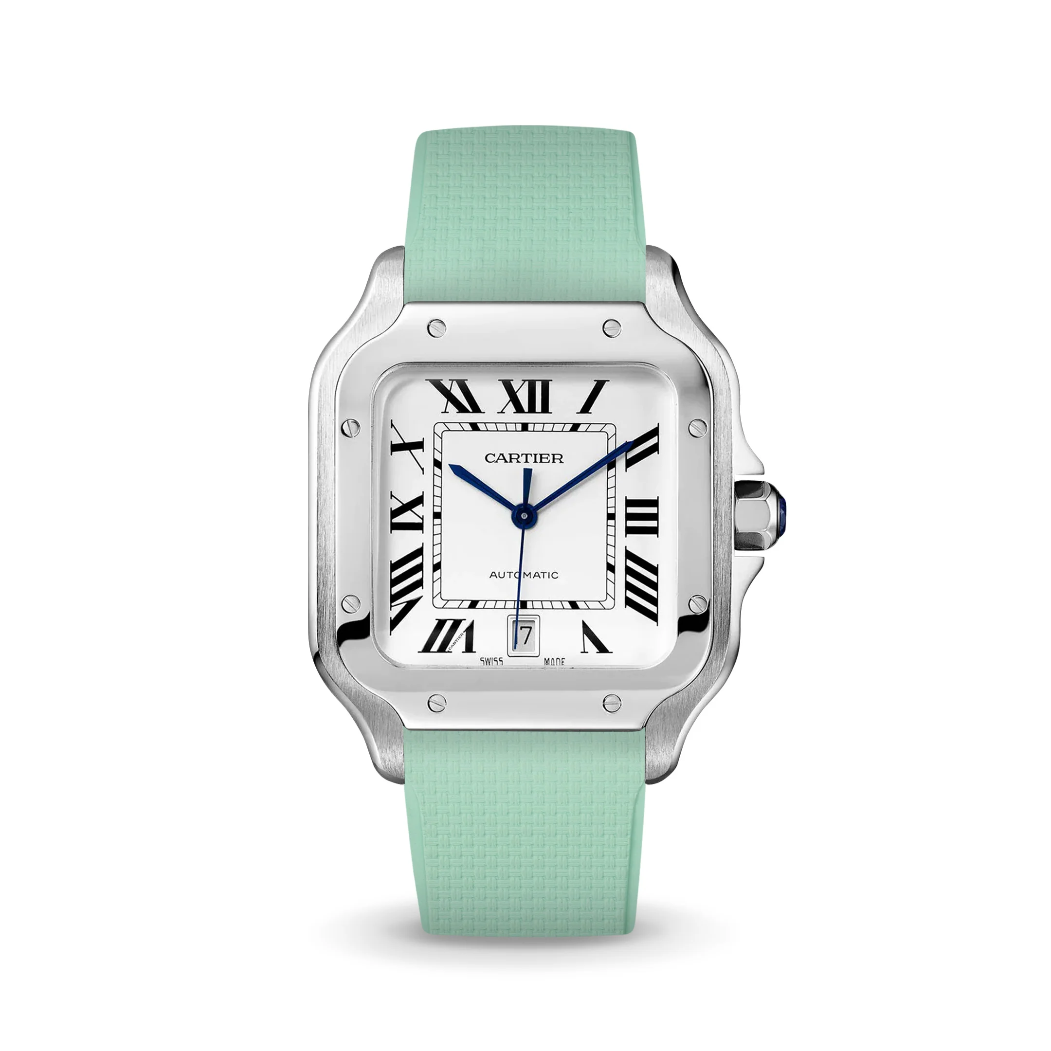 Mint Green Sailcloth CTS Rubber Strap for Cartier Santos de Cartier