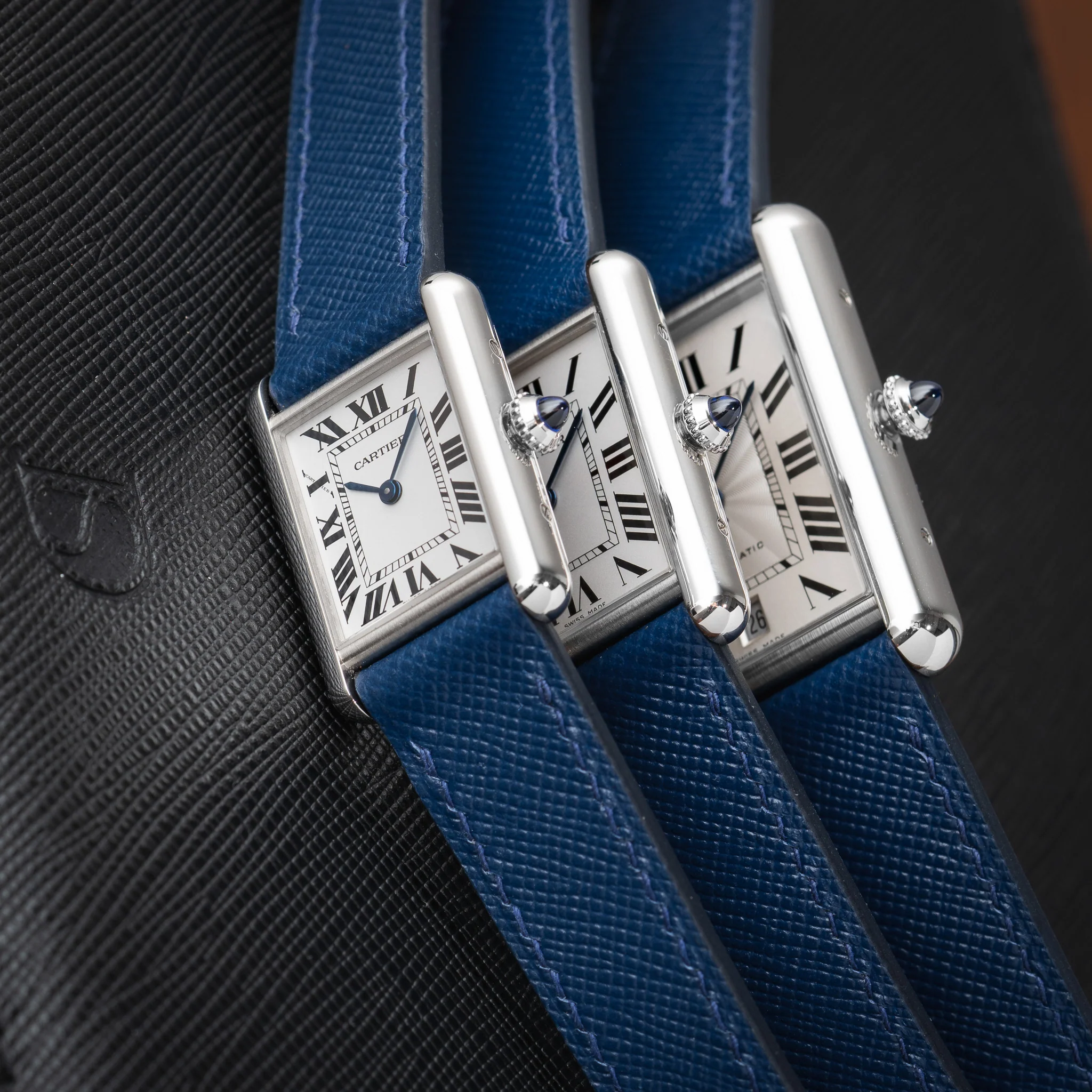 Navy Saffiano Strap for Cartier Tank - Image 2