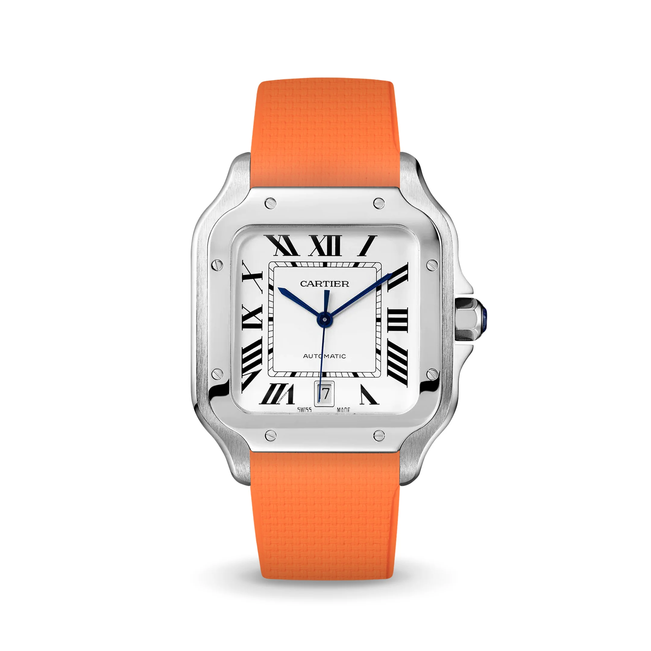 Orange Sailcloth CTS Rubber Strap for Cartier Santos de Cartier