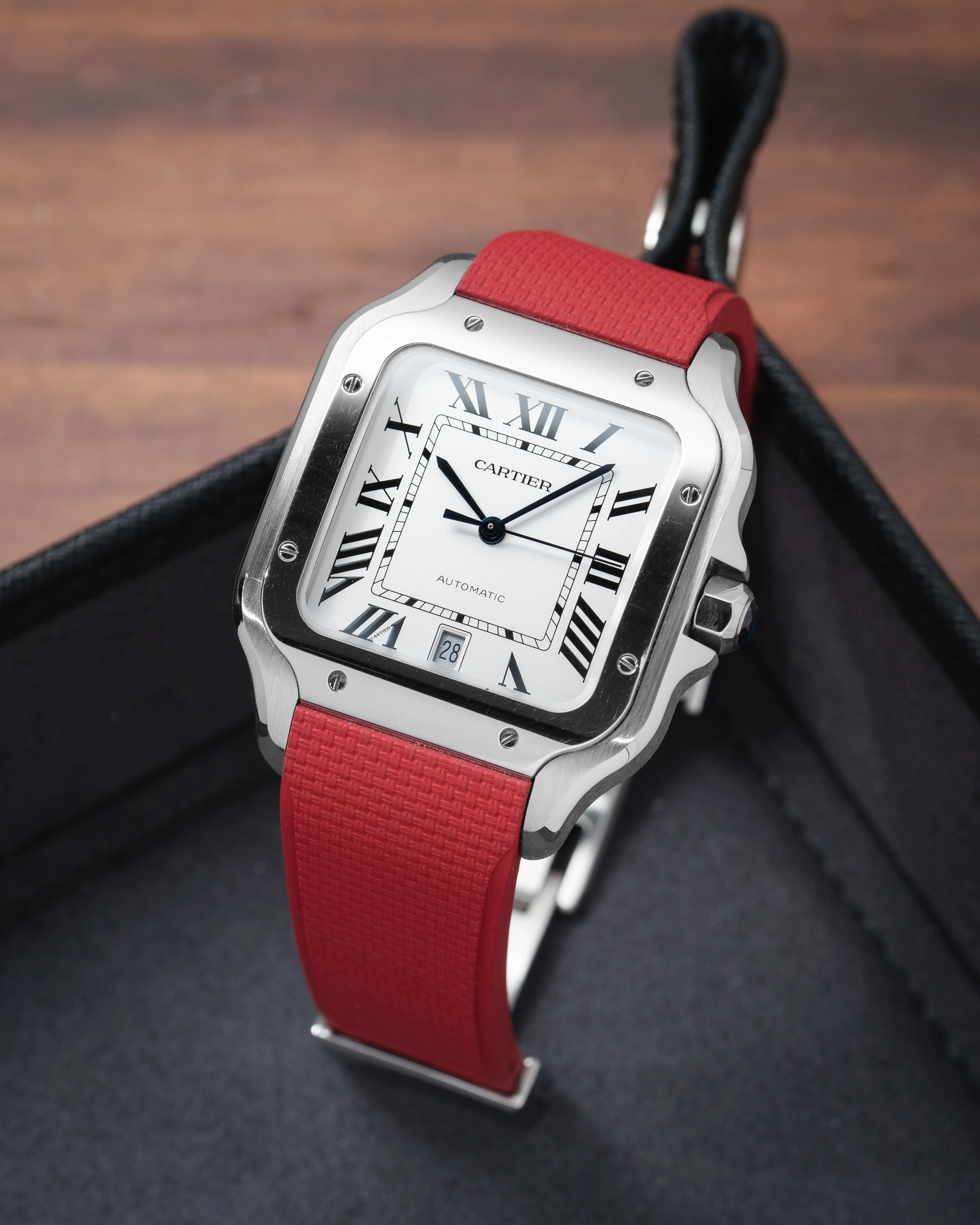 Red Sailcloth CTS Rubber Strap for Cartier Santos de Cartier - Image 2